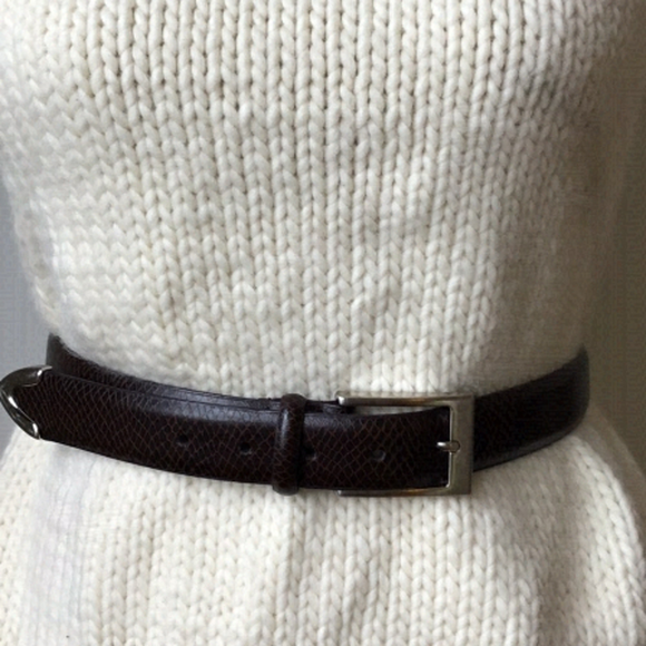 Accessories - snakeskin print leather belt with silver toned hardware